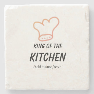 Koning van de keuken chef koken voeg naam kroon to stenen onderzetter