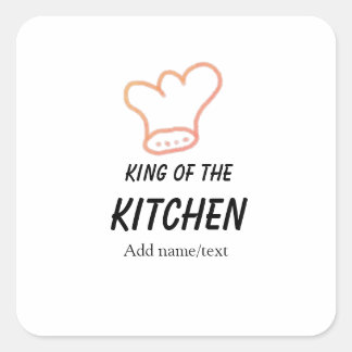 Koning van de keuken chef koken voeg naam kroon to vierkante sticker