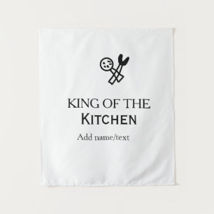 Koning van de keuken chef koken voeg naam kroon to wandkleed