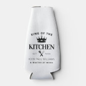 Koning van de Keuken Kroon Foodie Chef Pa Voor Man Flesjeskoeler (Voorkant)