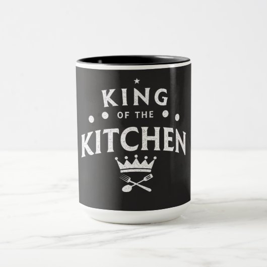 Koning van de Keuken Kroon – Grappige Foodie Zwart Mok (Midden)
