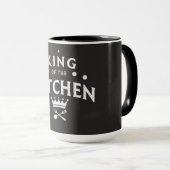 Koning van de Keuken Kroon – Grappige Foodie Zwart Mok (Voorkant rechts)