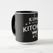 Koning van de Keuken Kroon – Grappige Foodie Zwart Mok (Voorkant links)