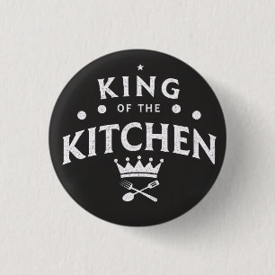 Koning van de Keuken Kroon – Grappige Foodie Zwart Ronde Button 3,2 Cm