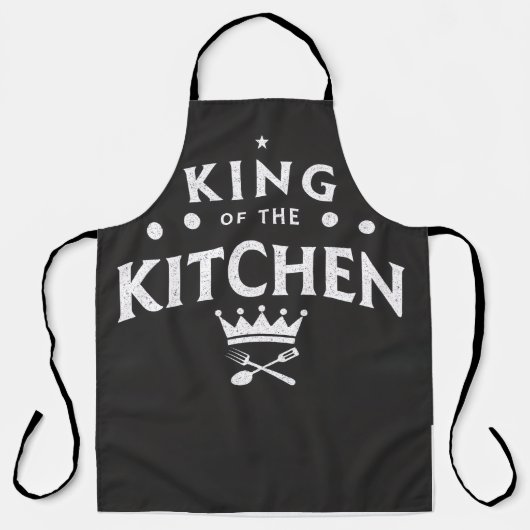 Koning van de Keuken Kroon – Grappige Foodie Zwart Schort (Voorkant)