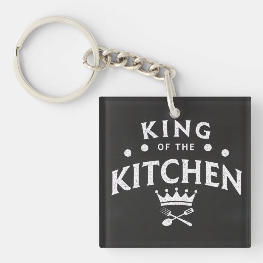 Koning van de Keuken Kroon – Grappige Foodie Zwart Sleutelhanger (voorkant)