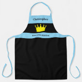 Koning van de keuken naam kroon blauw schort (Voorkant)