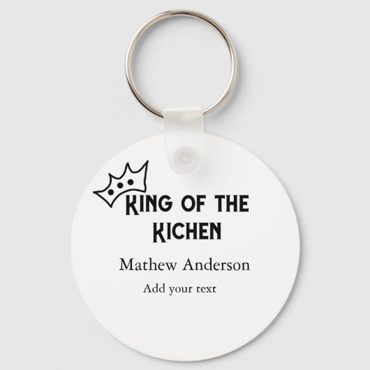 Koning van de keuken voeg naam chef bakkerij koken sleutelhanger (Voorkant)