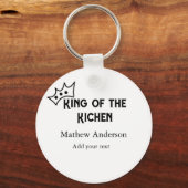Koning van de keuken voeg naam chef bakkerij koken sleutelhanger (Voorkant)