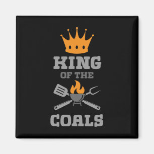 Koning van de kolen grillen barbecue vlees BBQ Magneet