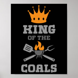 Koning van de kolen grillen barbecue vlees BBQ Poster