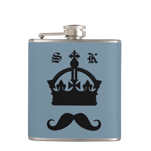 Koning van de maatkolf van Mustaches Heupfles (Voorkant)