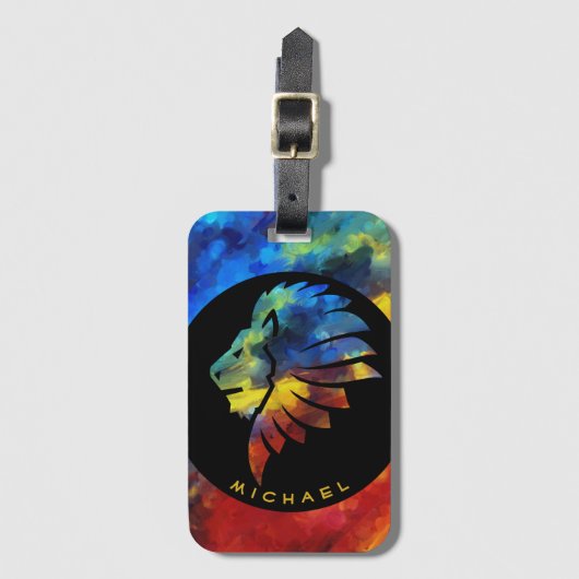 Koning van de oerwoud waterverf monogram leeuw bagagelabel (Voorkant (verticaal))