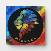 Koning van de oerwoud waterverf monogram leeuw fotoplaat (Voorkant)