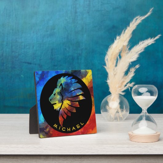 Koning van de oerwoud waterverf monogram leeuw fotoplaat (Insitu)