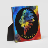 Koning van de oerwoud waterverf monogram leeuw fotoplaat (Voorkant)