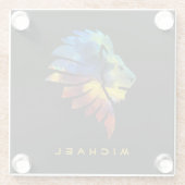 Koning van de oerwoud waterverf monogram leeuw glazen onderzetter (Achterkant)