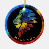 Koning van de oerwoud waterverf monogram leeuw keramisch ornament (Voorkant)