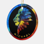 Koning van de oerwoud waterverf monogram leeuw keramisch ornament (Links)