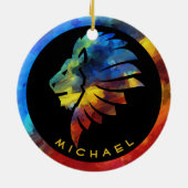 Koning van de oerwoud waterverf monogram leeuw keramisch ornament (Achterkant)