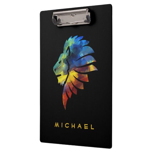 Koning van de oerwoud waterverf monogram leeuw klembord (Links)