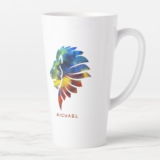 Koning van de oerwoud waterverf monogram leeuw latte mok (Rechts)