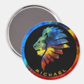 Koning van de oerwoud waterverf monogram leeuw magneet (Voorkant / Achterkant)