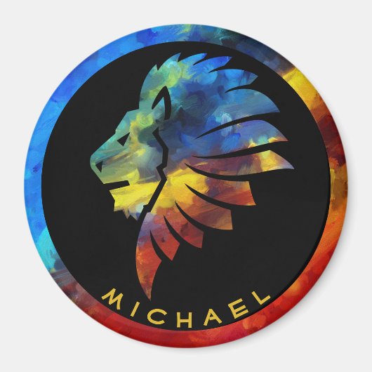 Koning van de oerwoud waterverf monogram leeuw magneet (Voorkant)