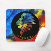 Koning van de oerwoud waterverf monogram leeuw muismat (Met muis)