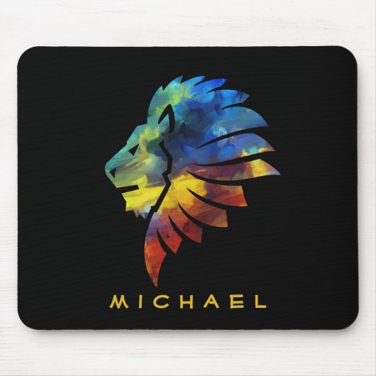 Koning van de oerwoud waterverf monogram leeuw muismat (Voorkant)