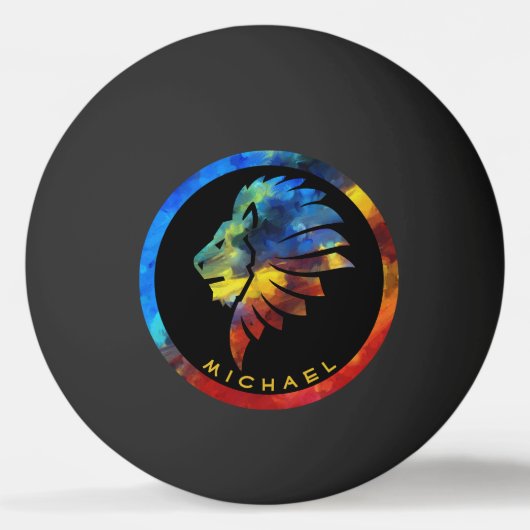 Koning van de oerwoud waterverf monogram leeuw pingpongbal (Voorkant)