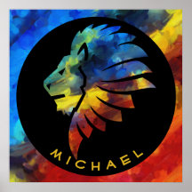 Koning van de oerwoud waterverf monogram leeuw