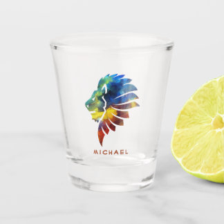 Koning van de oerwoud waterverf monogram leeuw shot glas