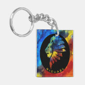 Koning van de oerwoud waterverf monogram leeuw sleutelhanger (Voorkant Links)