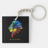 Koning van de oerwoud waterverf monogram leeuw sleutelhanger (Achterkant)