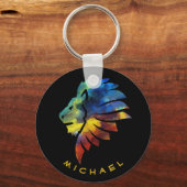 Koning van de oerwoud waterverf monogram leeuw sleutelhanger (Voorkant)