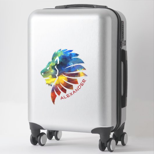 Koning van de oerwoud waterverf monogram leeuw sticker (Koffer)