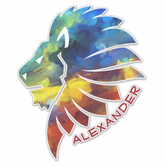 Koning van de oerwoud waterverf monogram leeuw sticker (Voorkant)