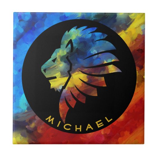 Koning van de oerwoud waterverf monogram leeuw tegeltje (Voorkant)