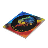 Koning van de oerwoud waterverf monogram leeuw tegeltje (Zijkant)