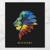 Koning van de oerwoud waterverf monogram leeuw wijn etiket (Enkel label)