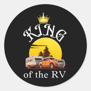 Koning van de Rv-Buitenvakantie Wandelende Camping Ronde Sticker