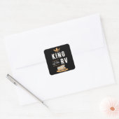 Koning van de RV Fathers Day Motorhome Gift Vierkante Sticker (Envelop)
