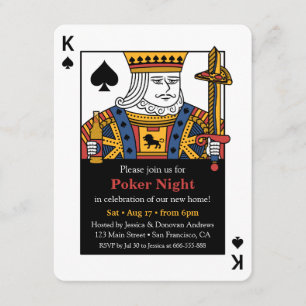 Koning van de Spades Poker Night Housewarming Part Kaart