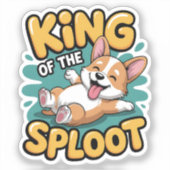 Koning van de Sploot Grappige Hond Ligt in een Gra Sticker (Voorkant)