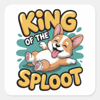 Koning van de Sploot Grappige Hond Ligtend Geschen Vierkante Sticker