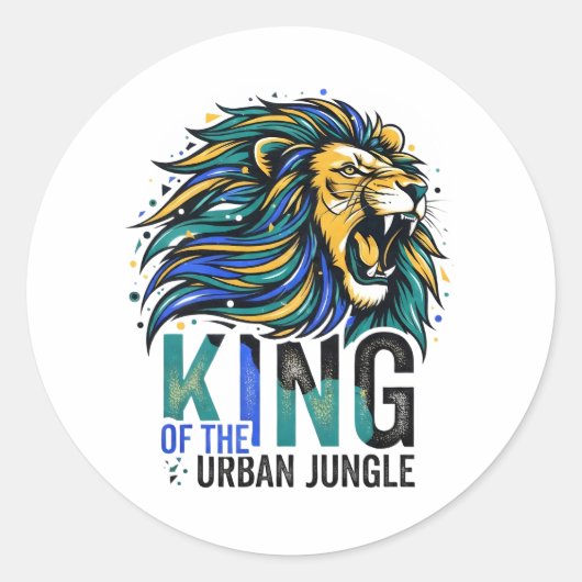 Koning van de Stedelijke Jungle Ronde Sticker (Voorkant)