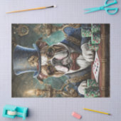 Koning van de Tafel, Bulldog speelt CardsTissue Pa Tissuepapier (Craft)