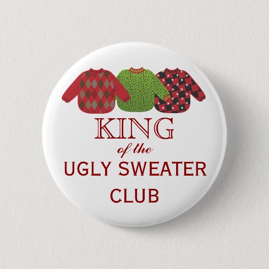 Koning van de Ugly Sweaters Holiday Button (Voorkant)