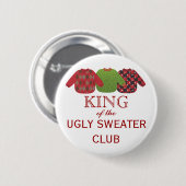 Koning van de Ugly Sweaters Holiday Button (Voorkant /achterkant)
